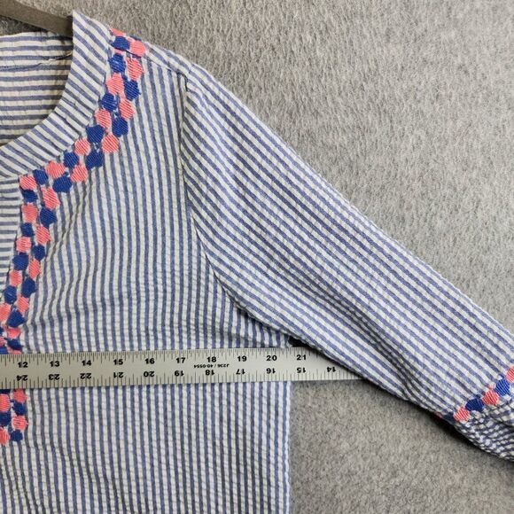 Vineyard Vines Top Womens M Seersucker Savannah Popover Peasant Resortwear - Picture 8 of 12